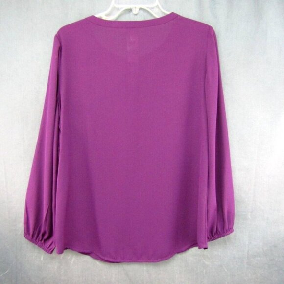 Chicos Purple Embroidered Floral Tassel Tie Front Top Size M 1 Long Sleeve - Picture 6 of 10